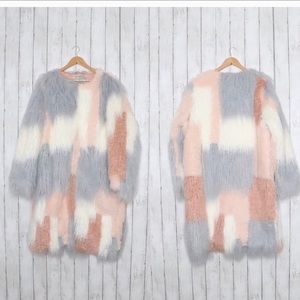 Asos Curve patched faux fur Mongolian coat